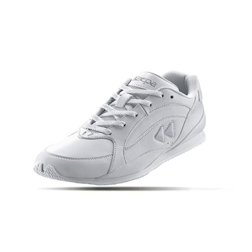 White cheer shoes  from Kaepa with brand logo on a white background