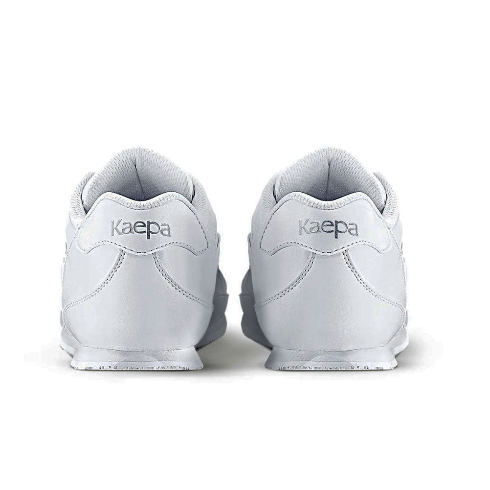White cheerlyte sneakers with 'kaepa' branding on a white background