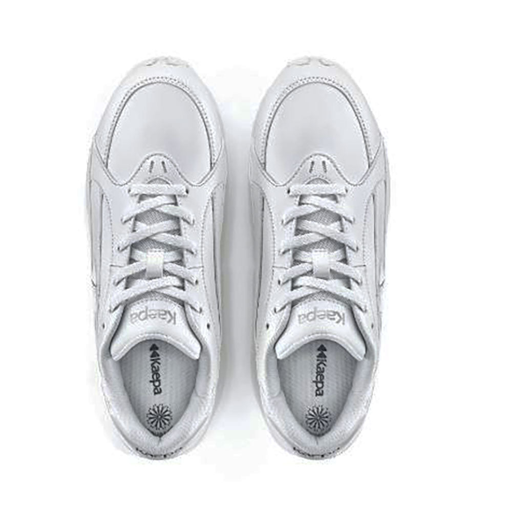 White cheer trainers with Kaepa  brand logo on a white background