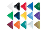 Set of colorful snap in cheer shoe triangular stickers on a white background
