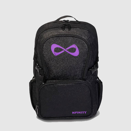 Nfinity black sparkle backpack with purple logo