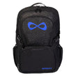 nfinity black glitter backpack with royal blue logo